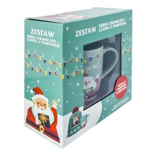 Opakowanie Kubek z czapką Ho, ho, ho zieleń