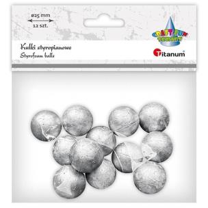 Opakowanie Kulki styropianowe 25mm 12szt srebrne