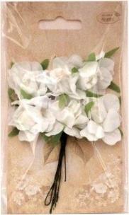 Opakowanie Kwiatki materiałowe białe 3cm 6szt