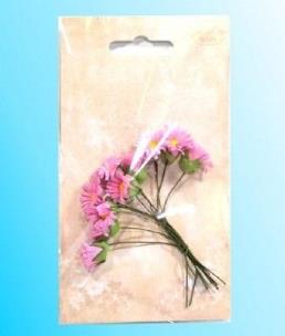 Opakowanie Kwiatki papierowe margerytki różowe wiązka 10szt