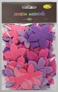 Opakowanie Kwiatki z filcu tonacja różowo-fioletowa 60szt