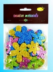 Opakowanie Kwiatki z pianki brokatowej wiosenne 56szt