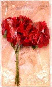 Opakowanie Kwiaty materiałowe czerwone 4cm 6szt