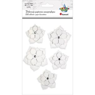 Opakowanie Kwiaty papierowe samoprzylepne 3D białe 5szt