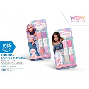 Lakier do paznokci WOW kolorowy i brokatowy mix wzorów WOW00013. Wydawca: Kids Euroswan. Multiszop.pl Opakowanie Lakier do paznokci WOW kolorowy i brokatowy mix wzorów WOW00013
