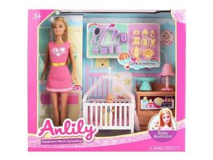 Opakowanie Lalka Anlily z dzieckiem w sypialni 30cm