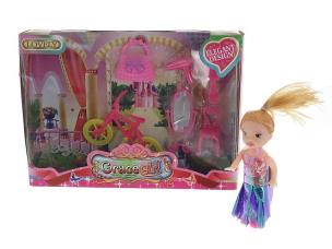 Opakowanie Lalka mini 9cm z rowerem i toaletką