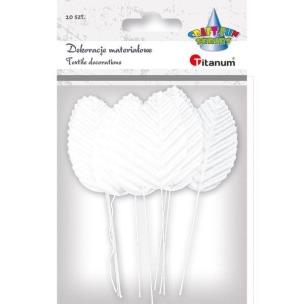 Opakowanie Liście materiałowe na druciku 10szt białe