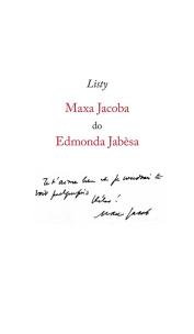 Listy Maxa Jacoba do Edmonda Jabesa. Autor: Max Jacob. Multiszop.pl Okładka książki Listy Maxa Jacoba do Edmonda Jabesa