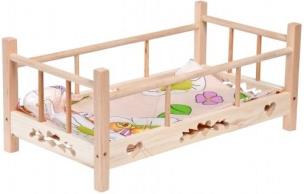 Opakowanie Łóżeczko drewniane dla lalki z pościelą MIX