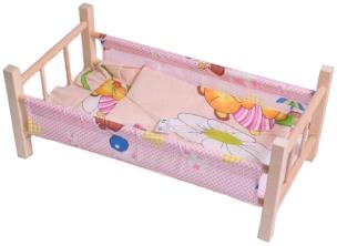 Opakowanie Łóżeczko drewniane dla lalki z pościelą MIX