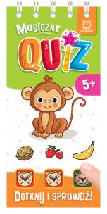 Magiczny quiz z małpką Dotknij i sprawdź. Autor: Podgórska Anna. Multiszop.pl Okładka książki Magiczny quiz z małpką Dotknij i sprawdź