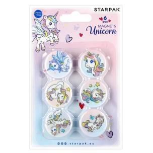 Opakowanie Magnes kolorowy unicorn 30mm 6 sztuk
