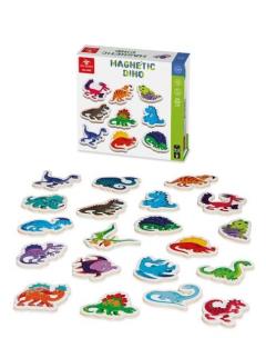 Magnetyczne drewniane magnesy Dinozaury 20 sztuk. Wydawca: Dal Negro. Multiszop.pl Opakowanie Magnetyczne drewniane magnesy Dinozaury 20 sztuk