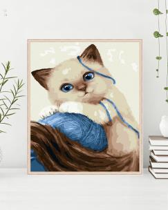 Opakowanie Malowanie po numerach 30x40cm Kotek i kłębek nici
