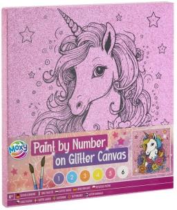 Opakowanie Malowanie po numerach brokatowe tło Jednorożec