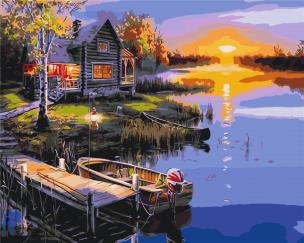 Opakowanie Malowanie po numerach - Dom nad jeziorem 40x50cm