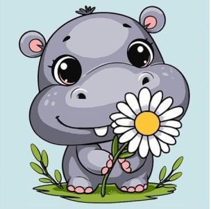 Malowanie po numerach - Hipopotam 25x25cm. Wydawca: Qbee. Multiszop.pl Opakowanie Malowanie po numerach - Hipopotam 25x25cm