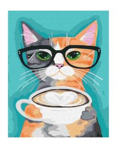 Opakowanie Malowanie po numerach - Kot i kawa 40x50cm
