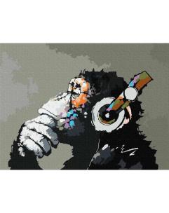 Opakowanie Malowanie po numerach - Małpa w słuchawkach 40x50