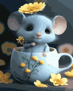 Opakowanie Malowanie po numerach Myszka z kwiatami