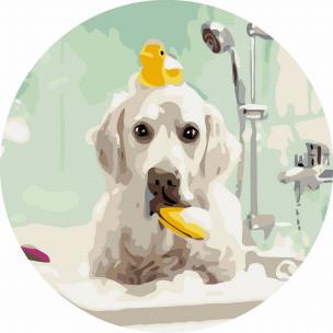 Opakowanie Malowanie po numerach okrągłe - Pies w łazience 40