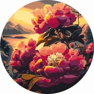 Opakowanie Malowanie po numerach okrągłe - Różowy kwiat 40cm