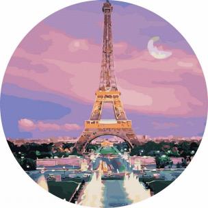 Opakowanie Malowanie po numerach okrągłe - Wieża EIffla 40cm