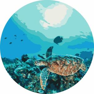 Opakowanie Malowanie po numerach okrągłe - Żółw w rafie.. 40