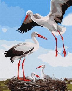 Opakowanie Malowanie po numerach - Rodzina bocianów 40x50cm