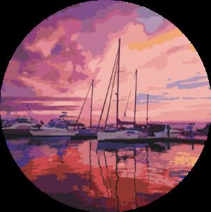 Opakowanie Malowanie po numerach Różowy świt w klubie jachtowym