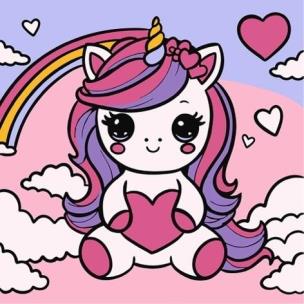 Malowanie po numerach - Śliczny jednorożec 25x25cm. Wydawca: Qbee. Multiszop.pl Opakowanie Malowanie po numerach - Śliczny jednorożec 25x25cm