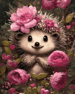 Opakowanie Malowanie po numerach Słodki jeż z kwiatami