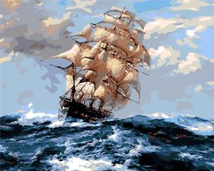 Opakowanie Malowanie po numerach - Statek na falach 40x50cm