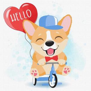 Opakowanie Malowanie po numerach - Wesoły corgi 30x30