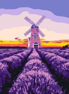 Malowanie po numerach - Wiatrak i lawenda 30x40cm. Wydawca: Qbee. Multiszop.pl Opakowanie Malowanie po numerach - Wiatrak i lawenda 30x40cm