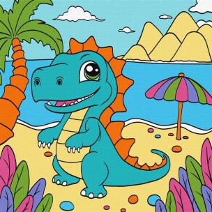 Opakowanie Malowanie po numerach - Zabawny dinozaur 25x25cm