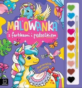 Okładka książki Malowanka z farbkami i pędzelkiem. Jednorożce i pegazy