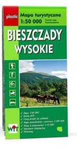 Mapa tur. - Bieszczady Wysokie 1:50 000 lam. Autor: praca zbiorowa. Multiszop.pl Okładka książki Mapa tur. - Bieszczady Wysokie 1:50 000 lam