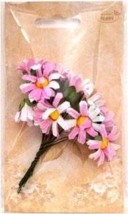 Opakowanie Margerytki materiałowe jasnoróżowo-białe 2cm 12szt