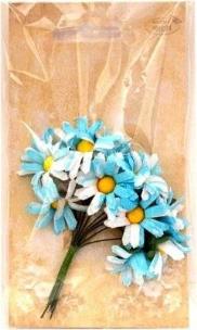 Opakowanie Margerytki materiałowe niebiesko-białe 2cm 12szt