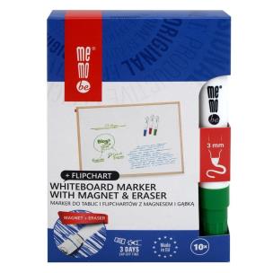 Opakowanie Marker do tablic z magnesem i gąbką ziel. (10szt)