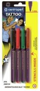 Marker do tatuażu 4 kolory + szablon. Wydawca: Centropen. Multiszop.pl Opakowanie Marker do tatuażu 4 kolory + szablon