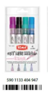 Marker konturowy 4 kolory. Wydawca: TOMA. Multiszop.pl Opakowanie Marker konturowy 4 kolory