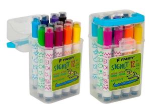 Marker Signet z pieczątką 12 kolorów. Wydawca: Fandy. Multiszop.pl Opakowanie Marker Signet z pieczątką 12 kolorów