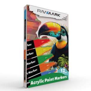 Markery akrylowe RAWMARK 12 kolorów. Wydawca: Rawmark. Multiszop.pl Opakowanie Markery akrylowe RAWMARK 12 kolorów