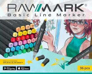 Markery Basic Line 36szt + 5stron. Wydawca: Rawmark. Multiszop.pl Opakowanie Markery Basic Line 36szt + 5stron
