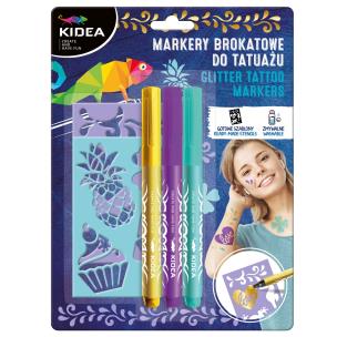 Markery do tatuażu A z szablonami 3 kolory. Wydawca: Derform. Multiszop.pl Opakowanie Markery do tatuażu A z szablonami 3 kolory
