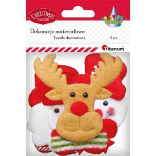 Opakowanie Materiałowe głowy Mikołaja, renifera, bałwanków