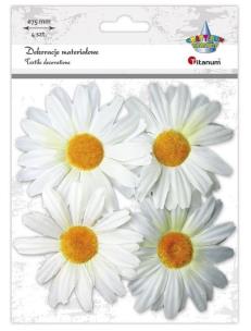 Opakowanie Materiałowe margerytki 3D 75mm białe 4szt